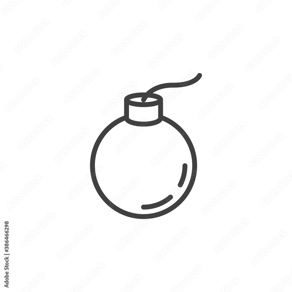 Bomb with wick line icon. linear style sign for mobile concept and web design. Bomb outline vector icon. Symbol, logo illustration. Vector graphics Bomb with wick line icon. linear style sign for mobile concept and web design. Bomb outline vector icon. Symbol, logo illustration. Vector graphics