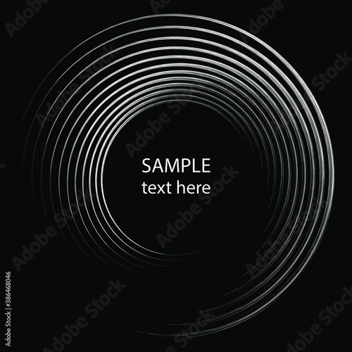 White grunge curvy stripes in spiral form. Geometric art. Trendy design element for logo, tattoo, sign, symbol, web pages, prints, posters, template, pattern and abstract background