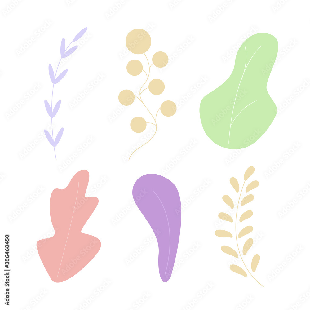 Set of vector fashion leaves. Set of vector fashion leaves.