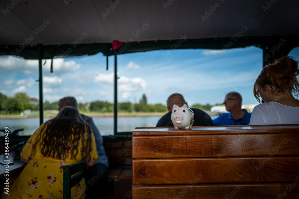 A piggy bank on a boat in Wilhelmshaven