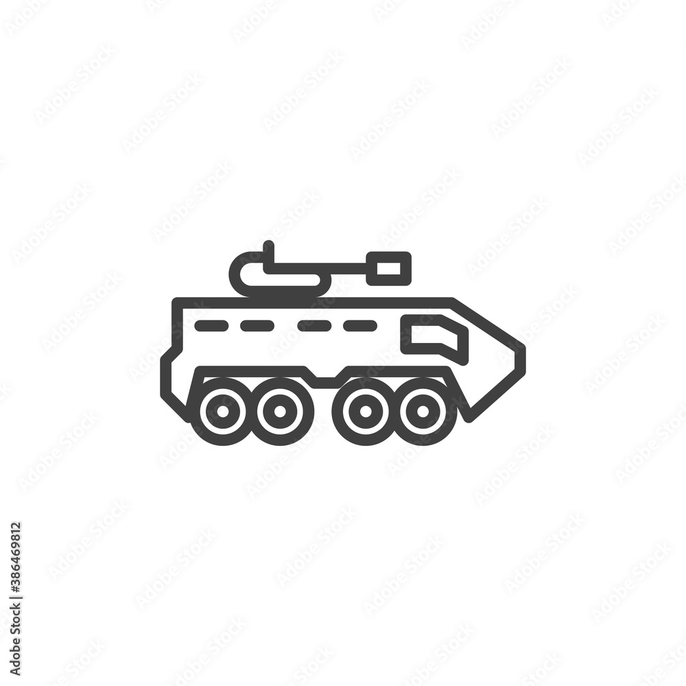 Armored tank line icon. linear style sign for mobile concept and web design. Military Tank outline vector icon. Symbol, logo illustration. Vector graphics Armored tank line icon. linear style sign for mobile concept and web design. Military Tank outline vector icon. Symbol, logo illustration. Vector graphics