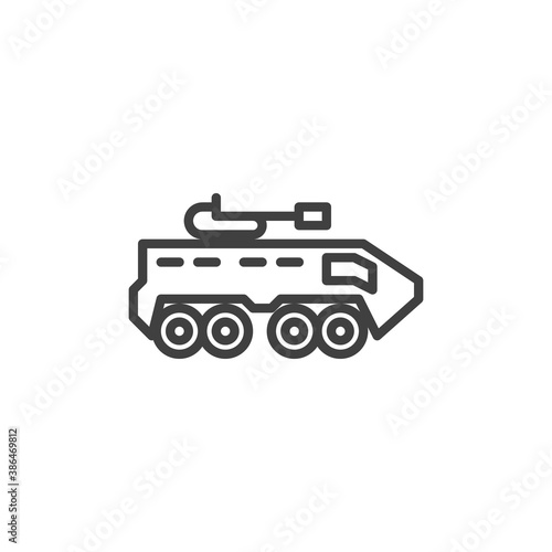 Armored tank line icon. linear style sign for mobile concept and web design. Military Tank outline vector icon. Symbol, logo illustration. Vector graphics