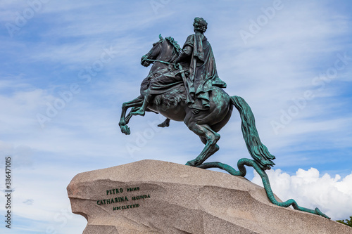 St. Petersburg, Russia, July 13, 2020. Monument to Petr the Great  photo