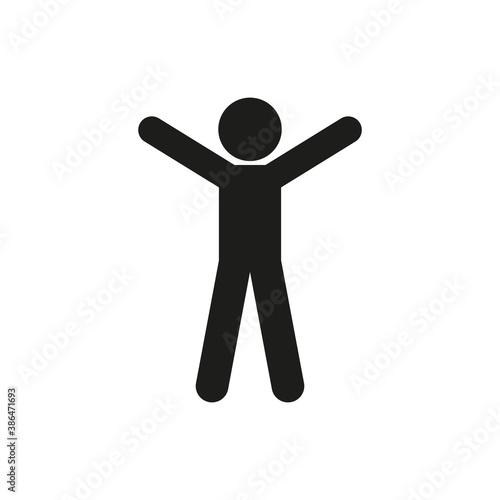 Icon of a person with their hands up. Simple vector illustration on a white background