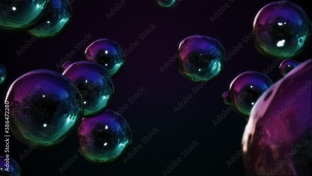Field of Large Modern Shiny Bubble Spheres Field of Large Modern Shiny Bubble Spheres