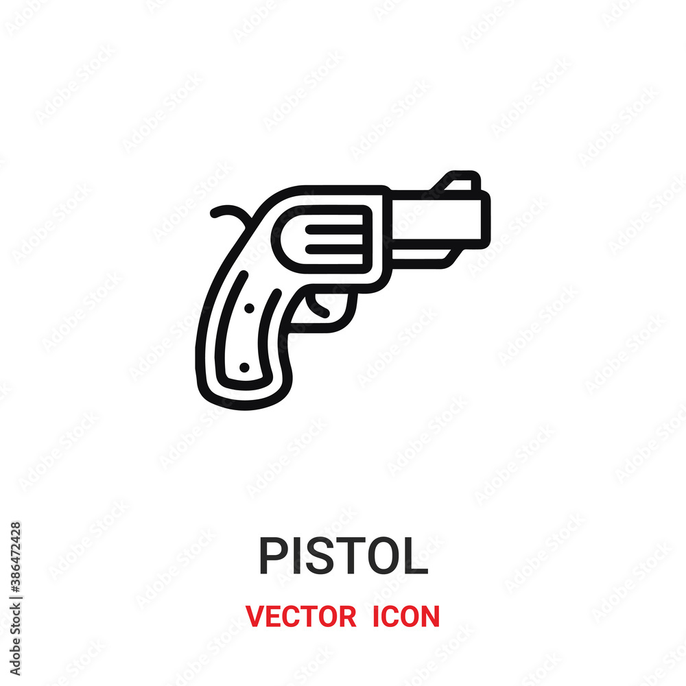 Pistol vector icon. Modern, simple flat vector illustration for website or mobile app.Gun symbol, logo illustration. Pixel perfect vector graphics	