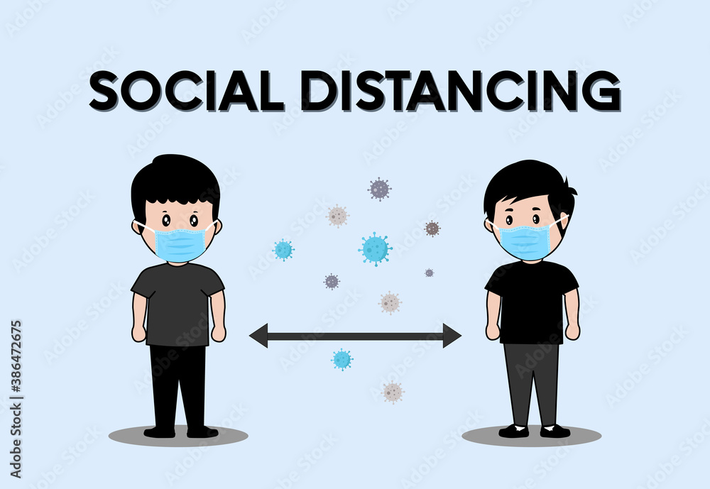 Social distancing during the Covid-19 pandemic. Keep Distance, New Normal Life. Vector illustration Social distancing during the Covid-19 pandemic. Keep Distance, New Normal Life. Vector illustration
