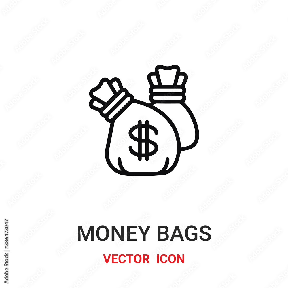 money bags icon vector symbol. money bags symbol icon vector for your design. Modern outline icon for your website and mobile app design. money bags icon vector symbol. money bags symbol icon vector for your design. Modern outline icon for your website and mobile app design.