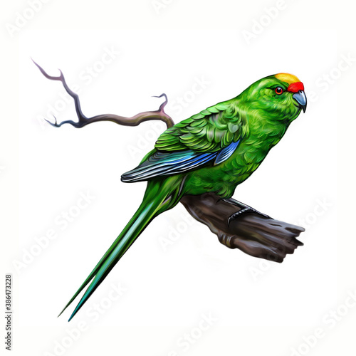 the red-crowned parakeet (Cyanoramphus novaezelandiae) photo