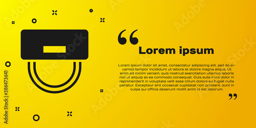 Black Bellboy hat icon isolated on yellow background. Hotel resort service symbol. Vector.