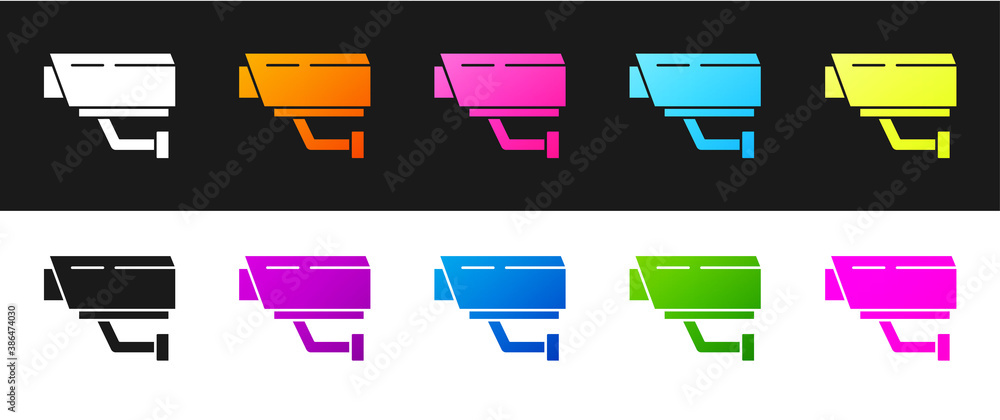 Set Security camera icon isolated on black and white background. Vector. Set Security camera icon isolated on black and white background. Vector.