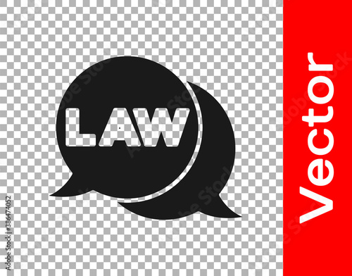 Black Law icon isolated on transparent background. Vector.