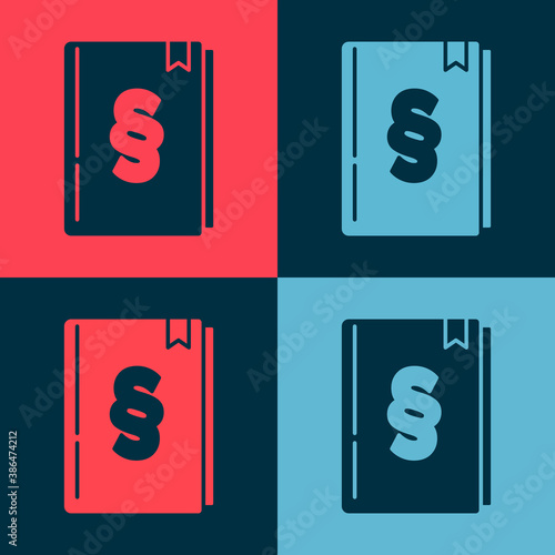 Fotografija Pop art Law book icon isolated on color background
