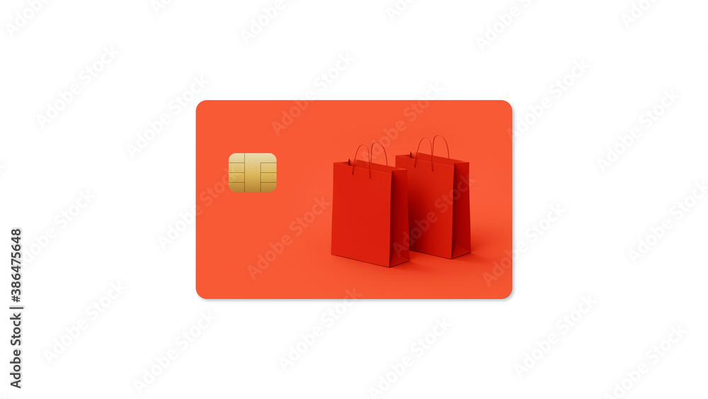 two red paper shopping bags on red background, web banner or template, 3d rendering two red paper shopping bags on red background, web banner or template, 3d rendering