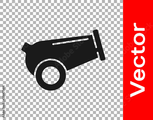 Black Cannon icon isolated on transparent background. Medieval weapons. Vector.