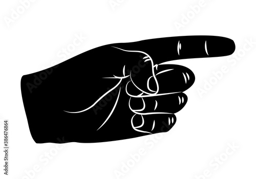 Silueta negra de una mano indicando.