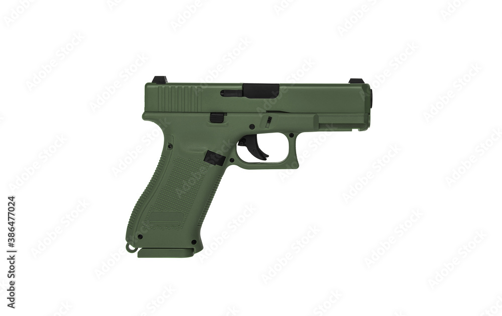Sports pneumatic pistol isolate on a white back. Air gun. Weapons for sports and recreation. A copy of a real pistol. Sports pneumatic pistol isolate on a white back. Air gun. Weapons for sports and recreation. A copy of a real pistol.