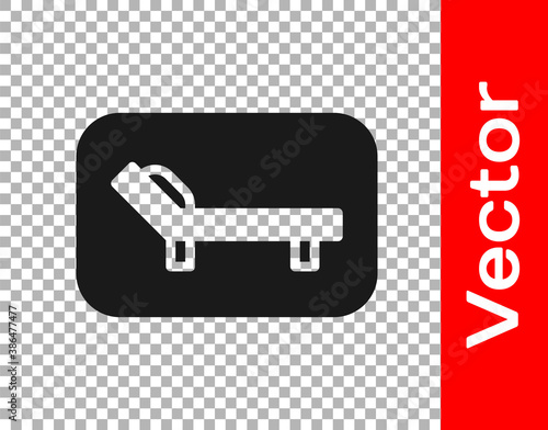 Black Sunbed icon isolated on transparent background. Sun lounger. Vector.