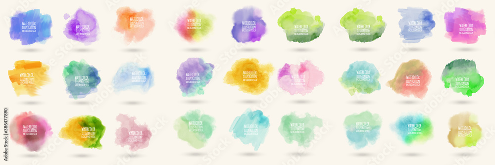 Colors watercolor paint stains vector backgrounds - obrazy, fototapety, plakaty 