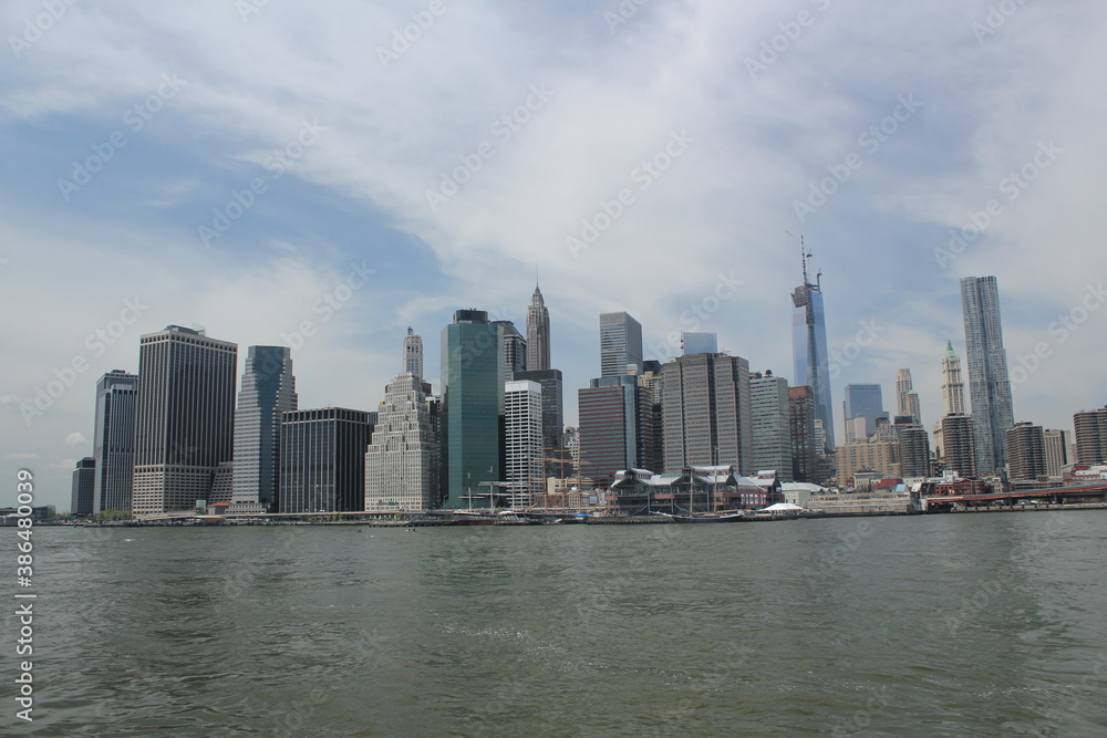 part of the manattan skyline from hudson river