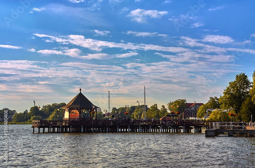 Pier on Lake Drwęca in Ostroda, Poland photo