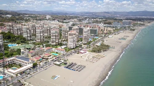 Aerial footage over malaga, the costa del sol, 4k video, the camera approaches the city. photo
