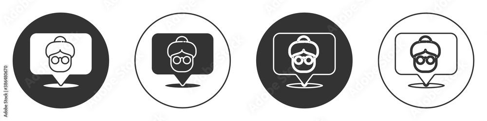 Black Nursing home building icon isolated on white background. Health care for old and sick people. Center for retired people. Circle button. Vector. Black Nursing home building icon isolated on white background. Health care for old and sick people. Center for retired people. Circle button. Vector.