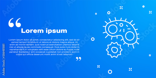 White line Virus icon isolated on blue background. Corona virus 2019-nCoV. Bacteria and germs, cell cancer, microbe, fungi. Vector.