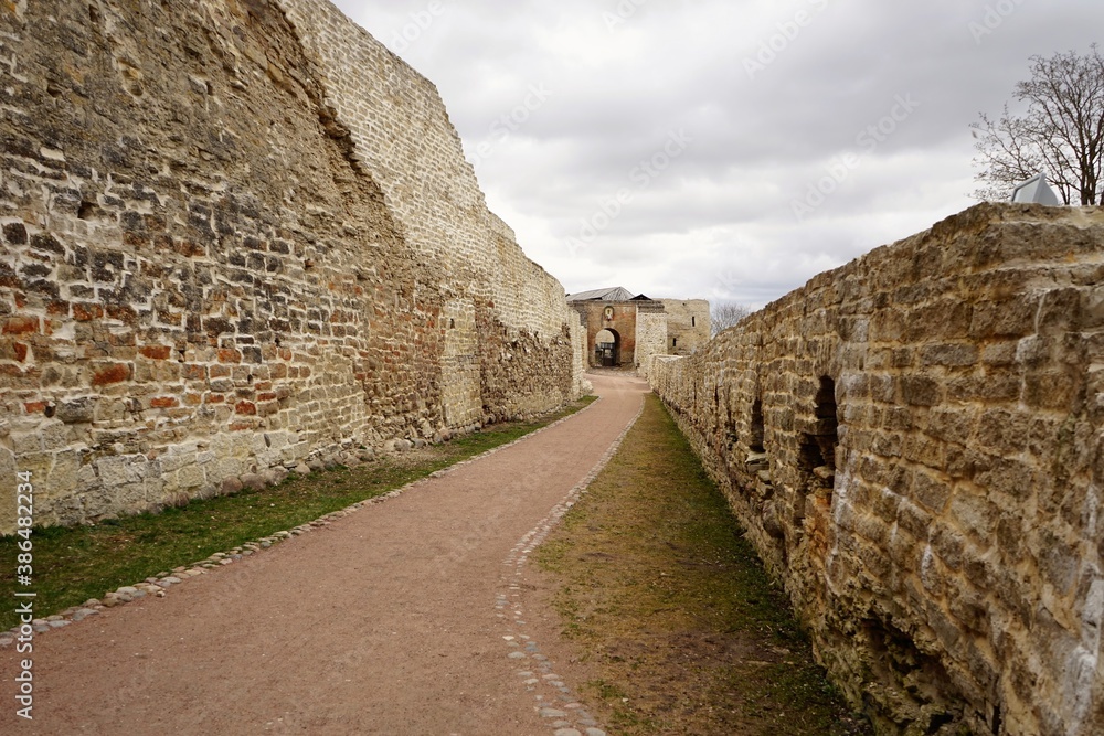 road near the wall of the Izborsk fortress