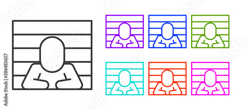 Black line Prisoner icon isolated on white background. Set icons colorful. Vector.