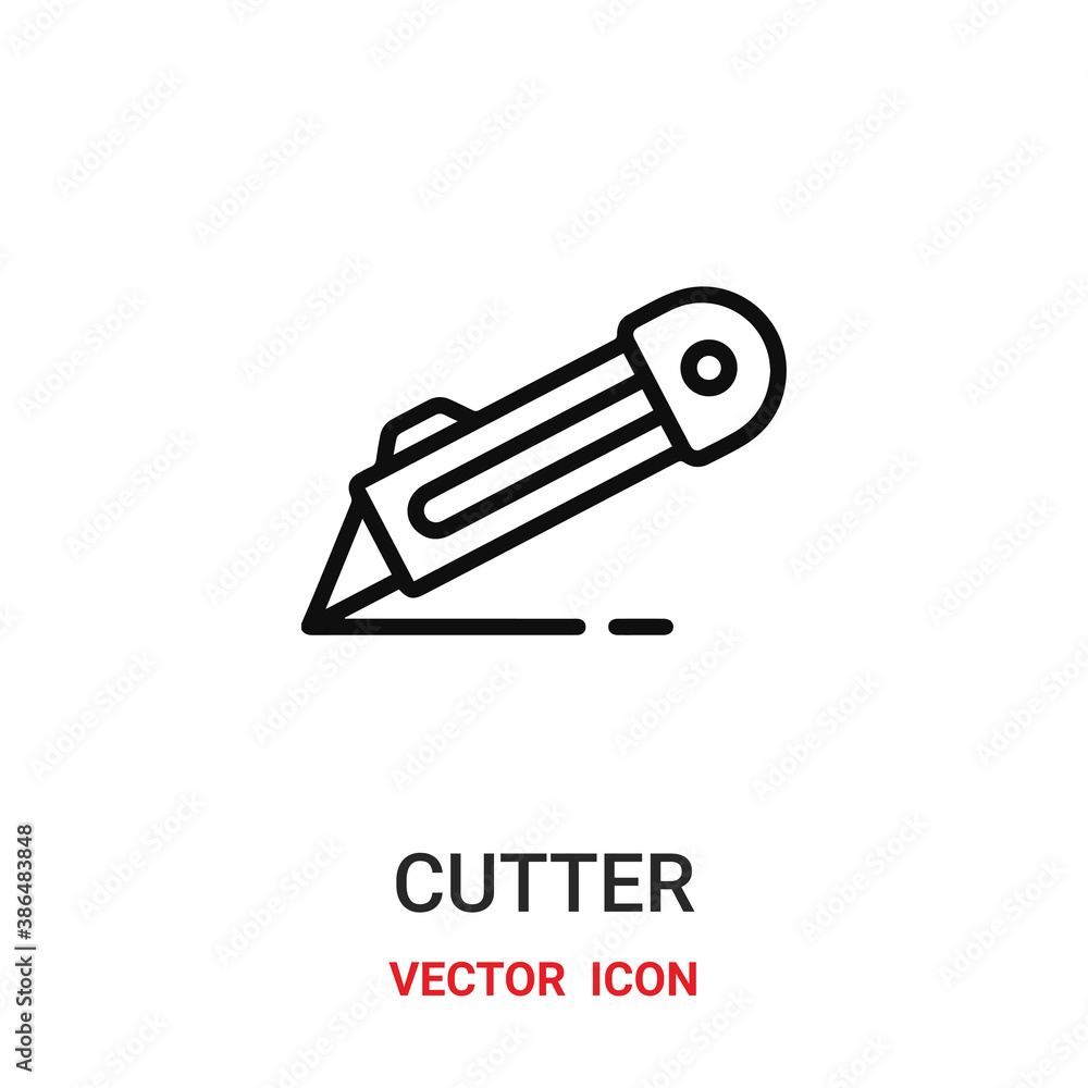 Cutter knife vector icon. Modern, simple flat vector illustration for website or mobile app.Cutter symbol, logo illustration. Pixel perfect vector graphics Cutter knife vector icon. Modern, simple flat vector illustration for website or mobile app.Cutter symbol, logo illustration. Pixel perfect vector graphics