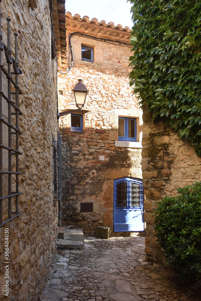 street of medieval village of Peratallada, Girona province, Catalonia, Spain