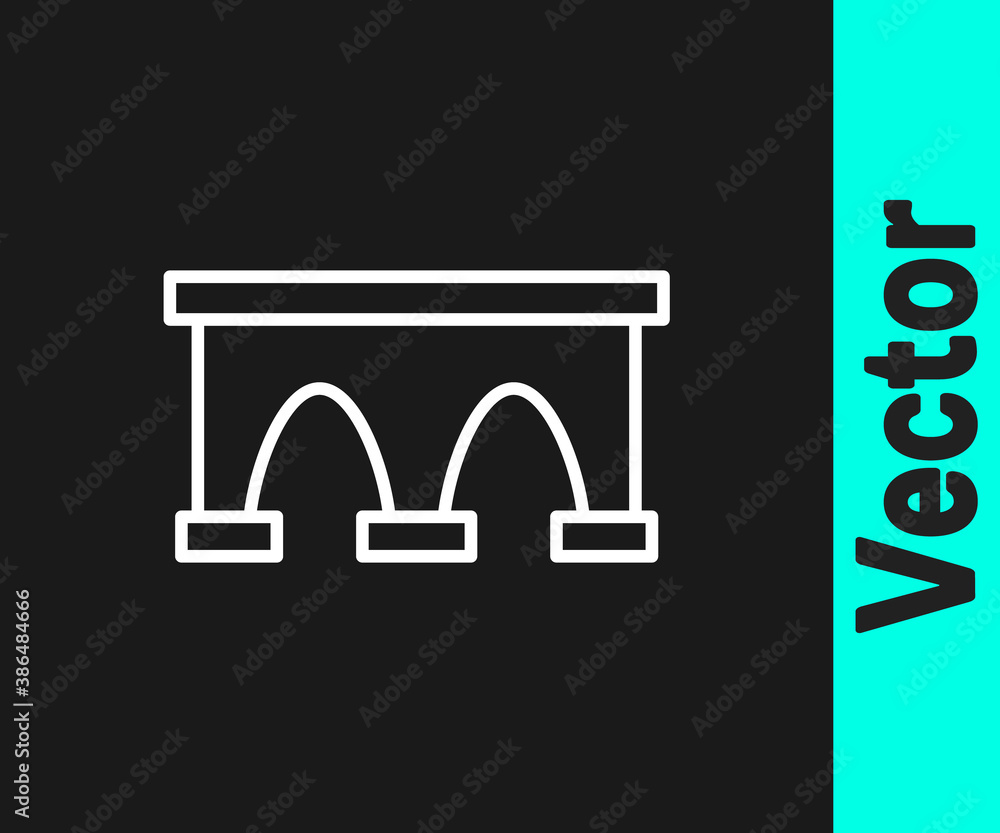 White line Bridge for train icon isolated on black background. Vector. White line Bridge for train icon isolated on black background. Vector.