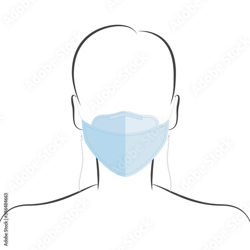 Face Mask Necklace, N95 Face Mask, KF94 Face Mask, KF95 Face Mask, Disposable Face Mask, Global Pandemic, Covid-19, Coronavirus Vector Illustration Background