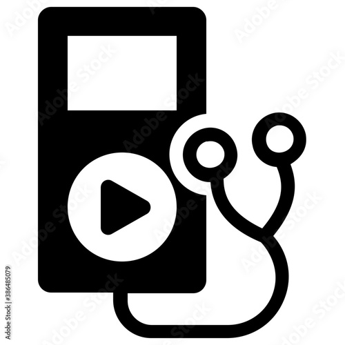 
A music player, mp3 or ipod with earphones 
