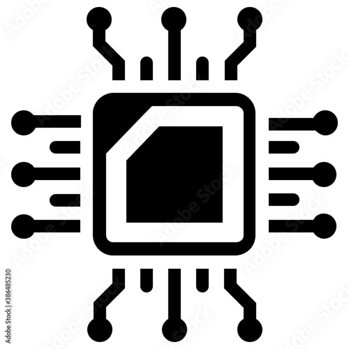 
Integrated circuits of microprocessor glyphvector icon
