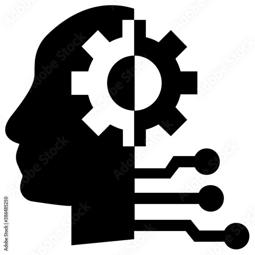 
A circuit print embedded in human brain that represents icon vector of artificial intelligence 
