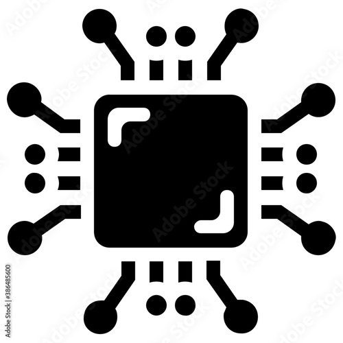 
Integrated circuits of microprocessor glyphvector icon
