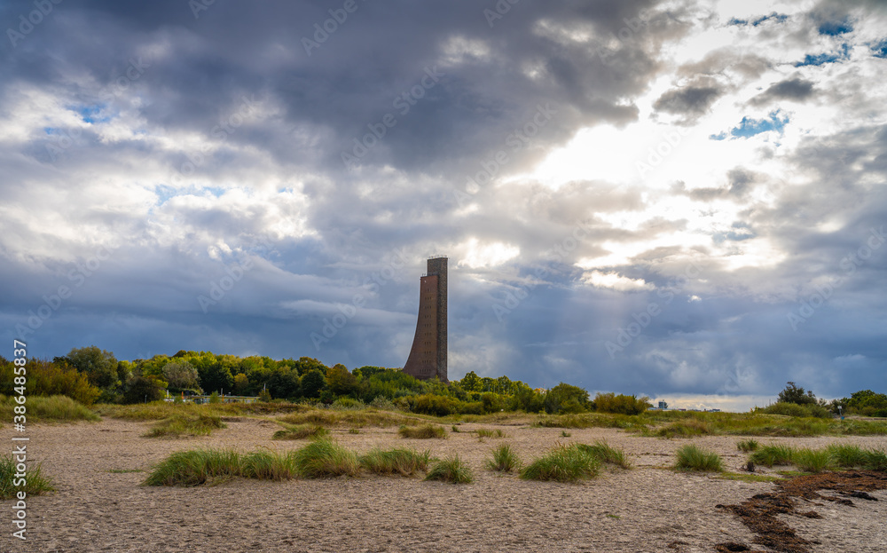 Beach hike in Laboe, Schleswig-Holstein, Germany, on a cloudy autumn day