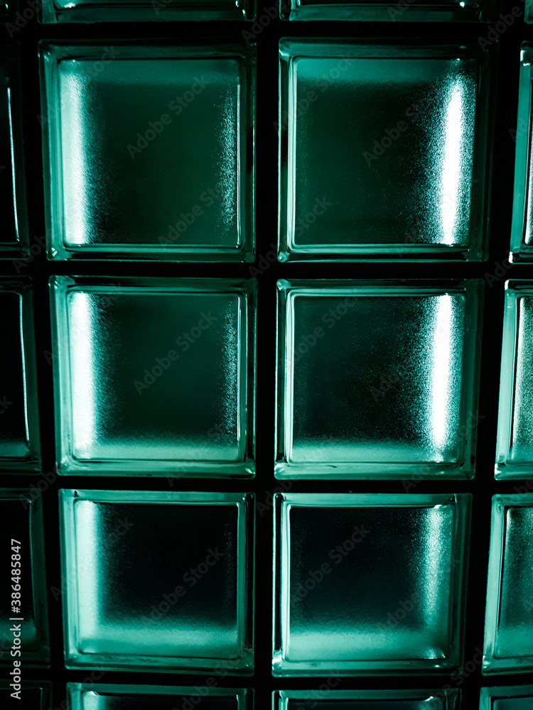 Turquoise Frosted Art Deco Glass Wall in Contrast