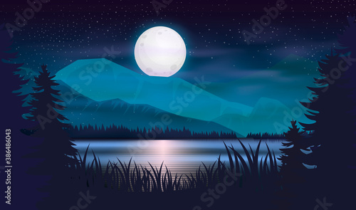 Ocean or sea. sky with clouds and reflection of light in the water surface. Cartoon illustration.