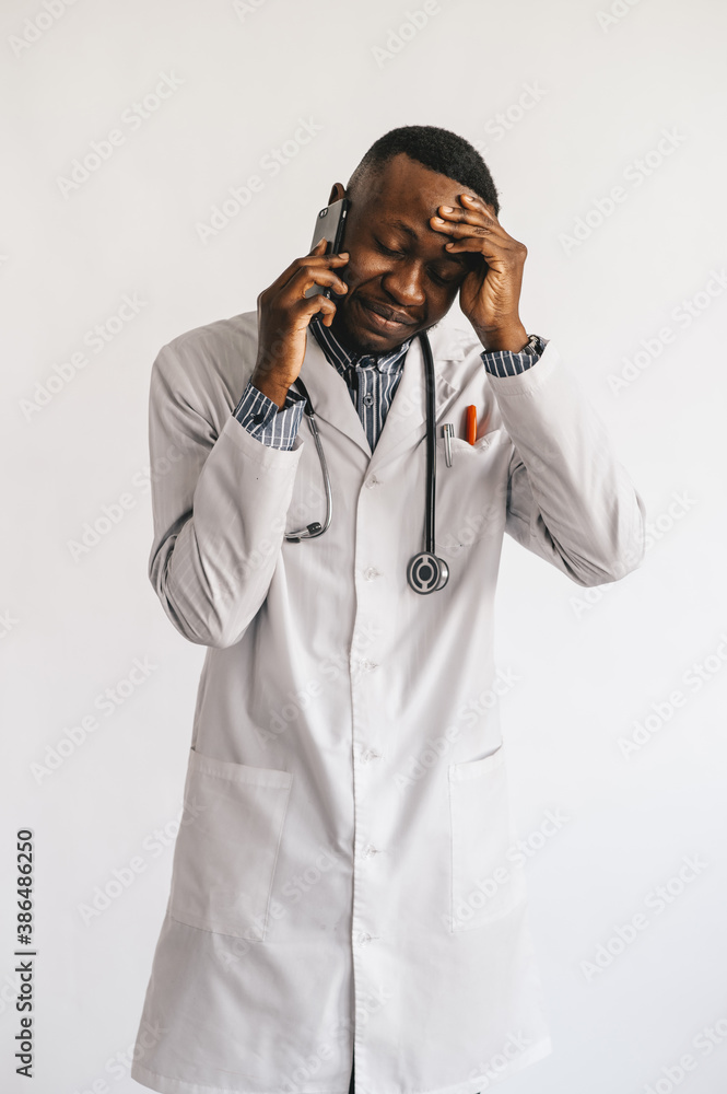 telehealth with virtual doctor appointment and online therapy session. Black doctor online conference 