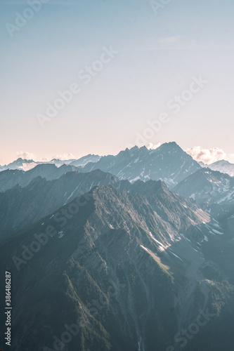 View from the peak to Italian alps vertical