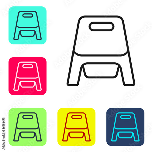 Black line Baby potty icon isolated on white background. Chamber pot. Set icons in color square buttons. Vector.