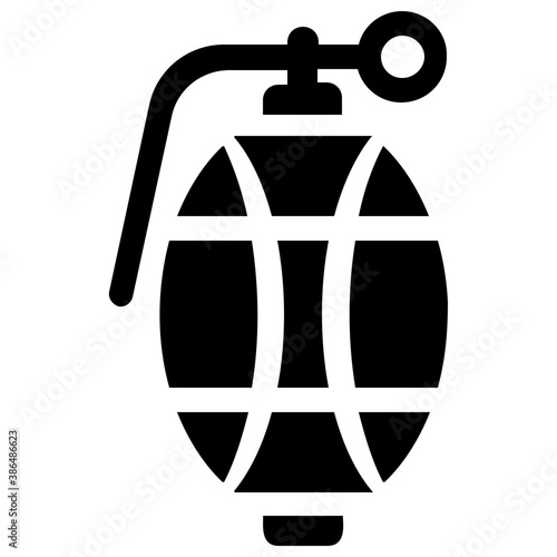 
Fragmentation type hand grenade with pin glyph style icon vector

