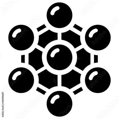 
Structure of atom, science and chemistry glyph icon design 
