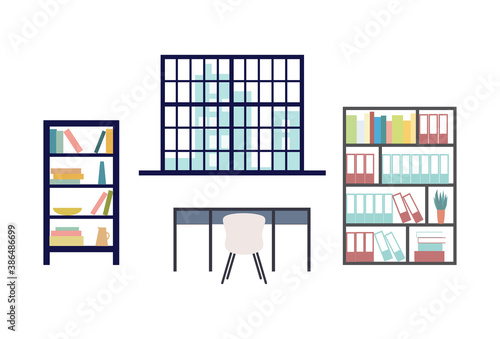 Clean and not dirty organized room, flat cartoon vector illustration isolated