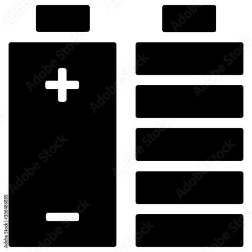 
Two cells of battery, one is fully charged and second having plus minus signs
