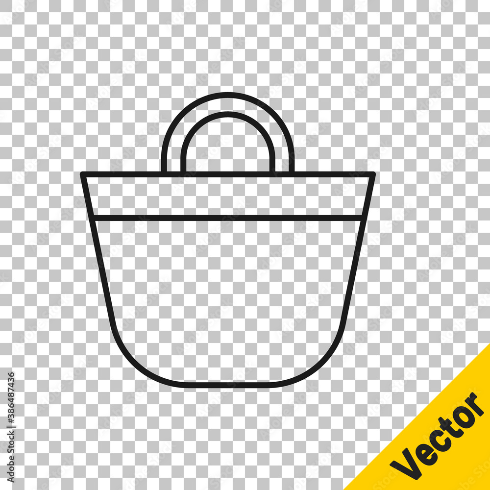 Black line Beach bag icon isolated on transparent background. Vector. Black line Beach bag icon isolated on transparent background. Vector.
