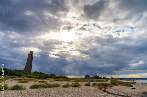 Fototapeta Naklejka Na Ścianę i Meble -  Beach hike in Laboe, Schleswig-Holstein, Germany, on a cloudy autumn day